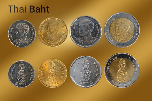 Thai baht coins — 1, 5 and 10 baht